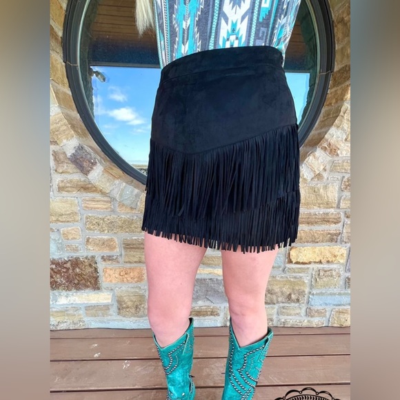 Sterling Kreek Dresses & Skirts - Fort Worth Fringe Skirt - Black